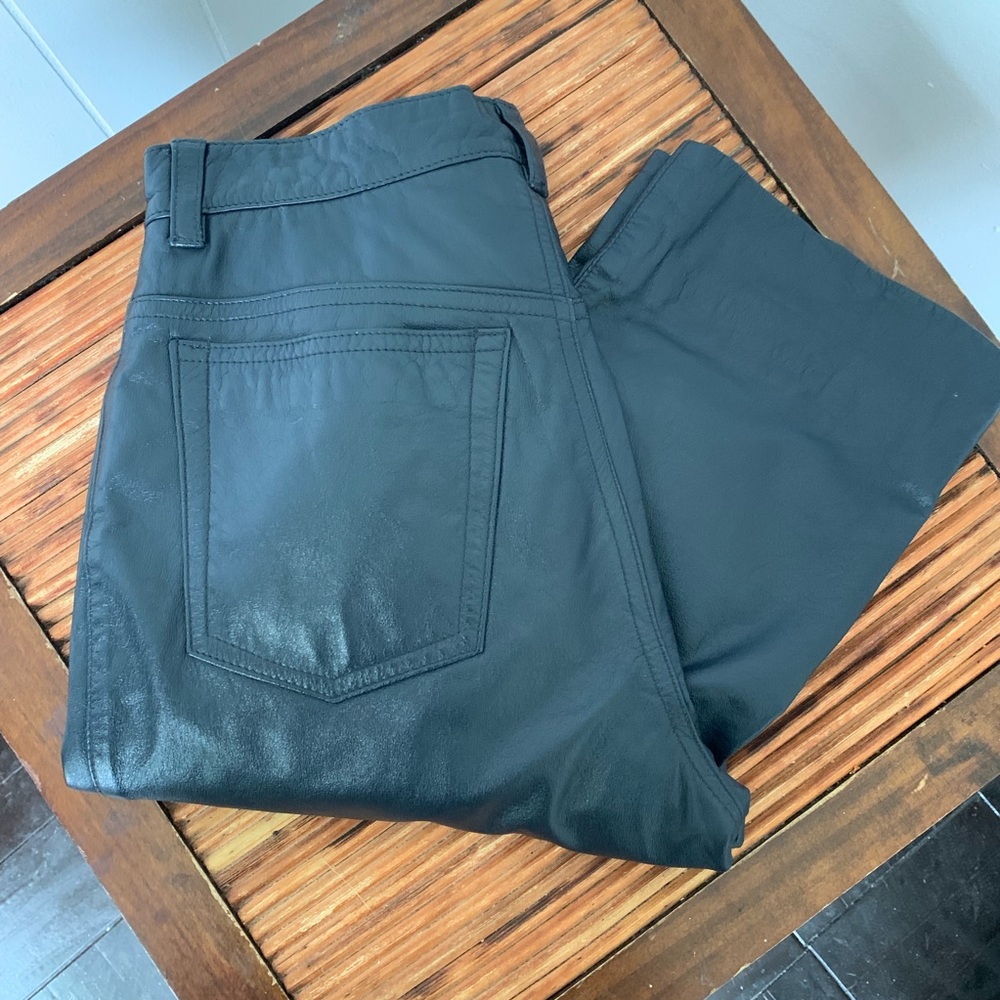 Vtg Ralph Lauren Leather Navy Blue Pants Size 2